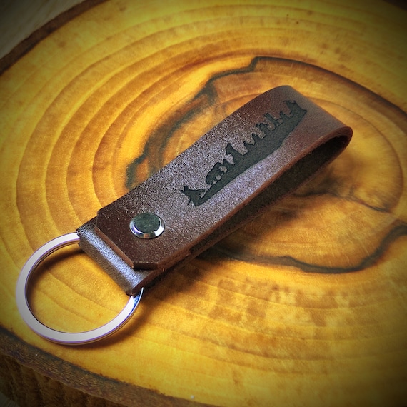 Personalized leather keychain accesories Engraved keyring Leather key fob Tolkien Hobbit LOTR keyloop