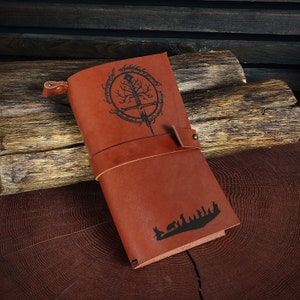 Herr der Ringe Wrapped Leder Journal, Baum von Gondor Schwert Notizbuch, Custom Monogrammed Insert Tagebuch Bild 6