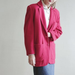 Vintage COAT Red Midi Women's Fleece Classic Women's Woolen Single Breasted Button Up Retro Elegant Jacket image 4