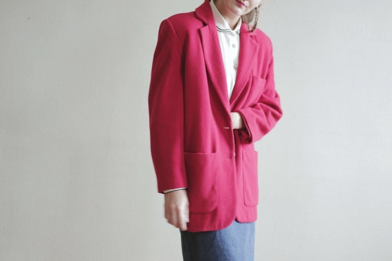 Vintage COAT Red Midi Women's Fleece Classic Wome… - image 4