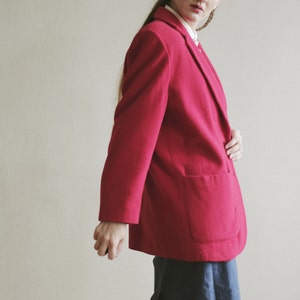 Vintage COAT Red Midi Women's Fleece Classic Women's Woolen Single Breasted Button Up Retro Elegant Jacket image 3