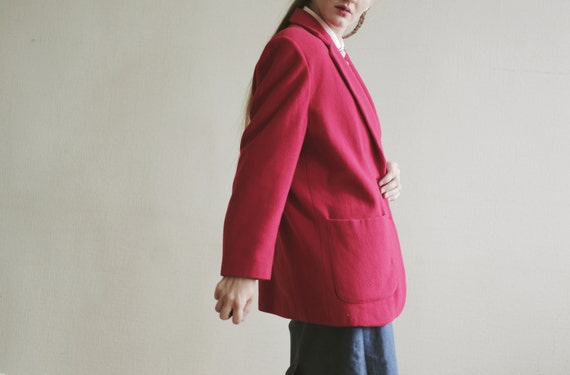 Vintage COAT Red Midi Women's Fleece Classic Wome… - image 3
