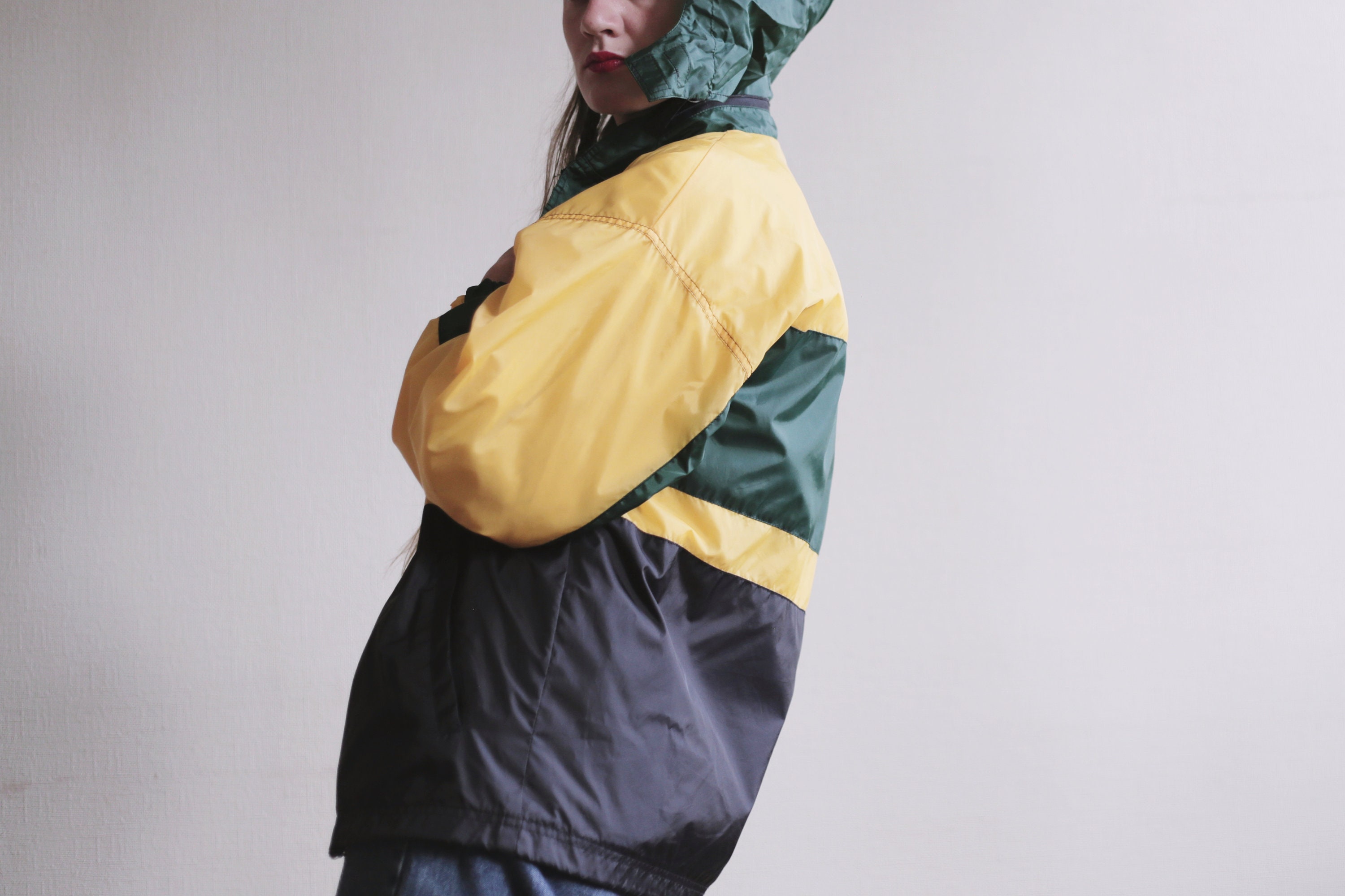 oversized yellow raincoat