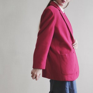 Vintage COAT Red Midi Women's Fleece Classic Women's Woolen Single Breasted Button Up Retro Elegant Jacket image 7