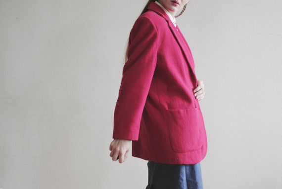 Vintage COAT Red Midi Women's Fleece Classic Wome… - image 7