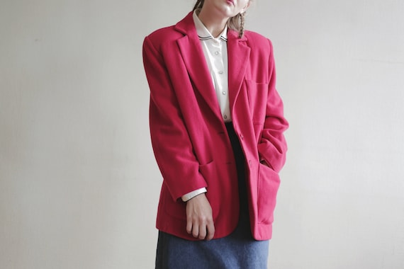 Vintage COAT Red Midi Women's Fleece Classic Wome… - image 2