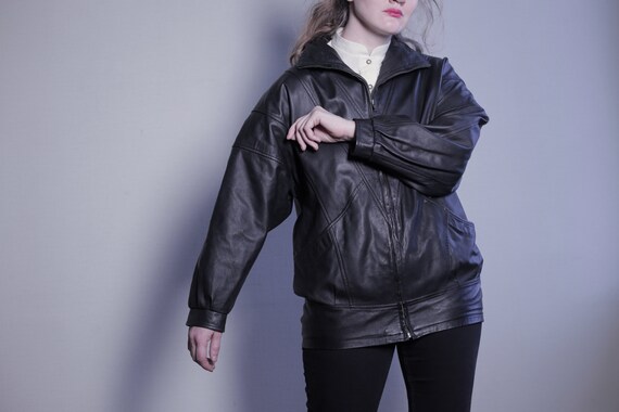 Vintage LEATHER JACKET Black Leather 