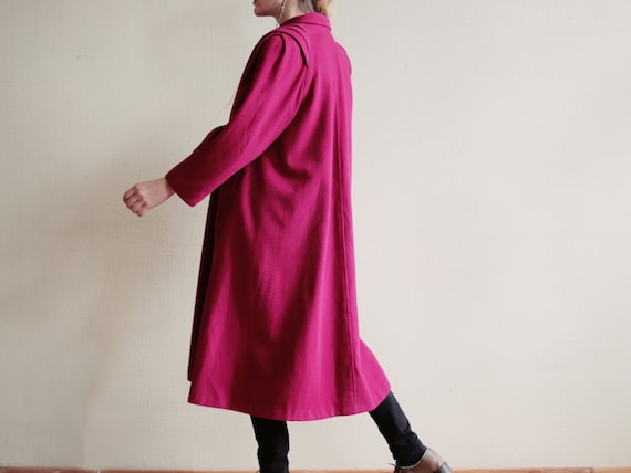 Vintage MAXI COAT Red Women's Fleece Classic Long