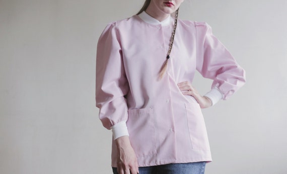 Vintage STATEMENT SHIRT Pink Balloon Sleeved Made… - image 7