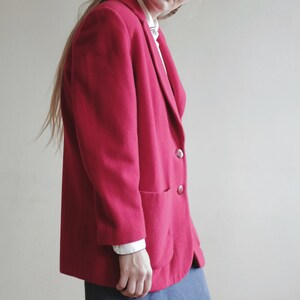 Vintage COAT Red Midi Women's Fleece Classic Women's Woolen Single Breasted Button Up Retro Elegant Jacket image 5