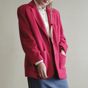 Vintage COAT Red Midi Women's Fleece Classic Women's Woolen Single Breasted Button Up Retro Elegant Jacket image 6