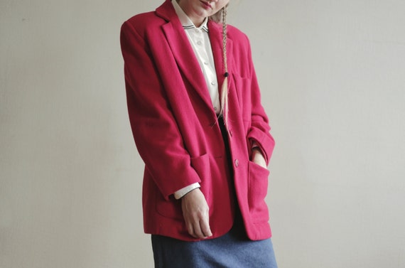 Vintage COAT Red Midi Women's Fleece Classic Wome… - image 6
