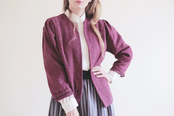 Vintage JACKET Red Black Gingham Pattern Women's … - image 3