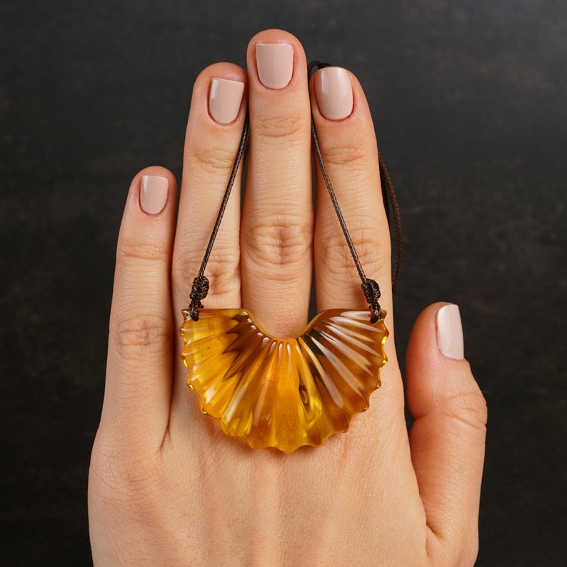 Unique Carved Amber Pendant Etsy