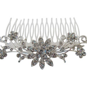 Plata cristal flor pelo peine novia accesorios de pelo prom boda accesorios de pelo clásicos peine de boda Daisy flor peine de pelo