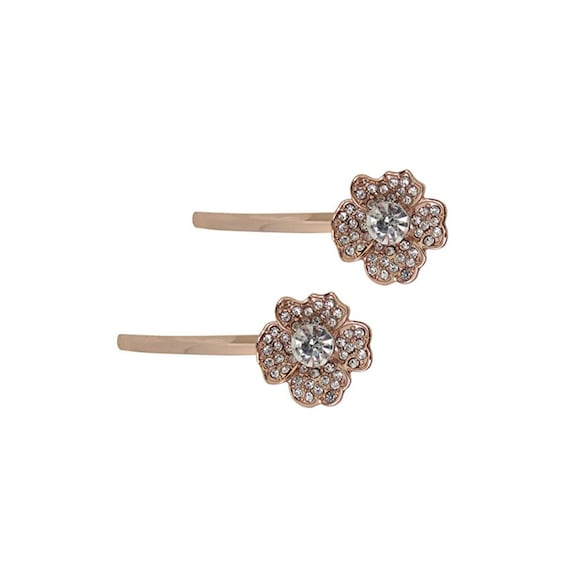 Hair Pin Grip Clips Slides Bobby Vintage Accessories Flower Rose Antique Bronze