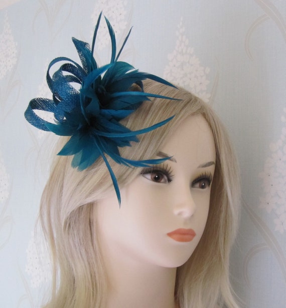 Sinamay Feather Looped Fascinator Corsage On A Clip Bridal Etsy