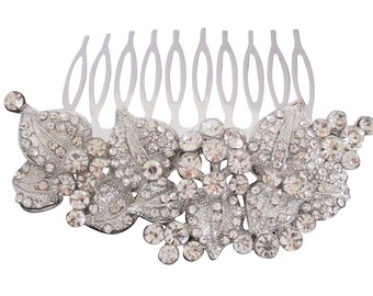 Vintage Inspired Silver Diamante Crystal Embellished Hair Comb Wedding Combs Boho Wedding Accessories Bridal Hair Combs Wedding Combs New