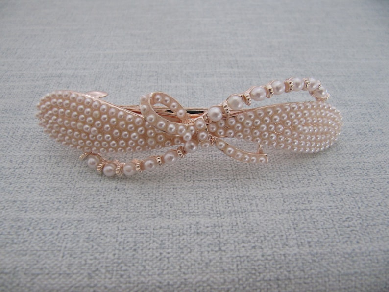 Rose Gold Seed Pearl Rose Gold Barrette Wedding Jewelry Bridal Hair Headpiece Hair Accessory Hair Clip