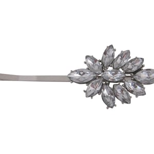 Silver Plated Chunky Single Crystal Hair Clip Slide Wedding Slides Decorative Hair Jewelry Accessories Bobby Pins Wedding Hair Pin