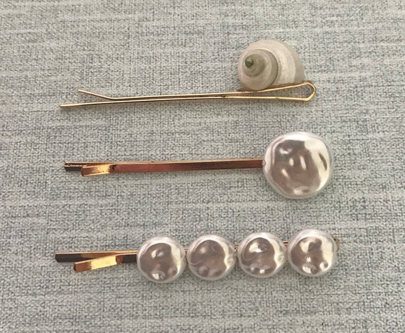 Hair Pin Grip Clips Slides Bobby Pins Wedding Accessories Beads Rose Bronze Tone