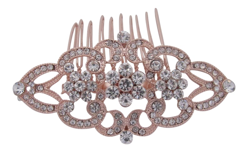 Rose Gold Rhinestone Wedding Hair Comb Wedding Jewelry Bridal Hair Comb Headpiece Hair Accessory Daisy Hair Clip Bridal Jewelry Bridesmaid