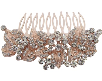 Vintage Inspired Rose Gold Diamante Crystal Embellished Hair Comb Wedding Combs Boho Wedding Accessories Bridal Hair Combs Wedding Combs New