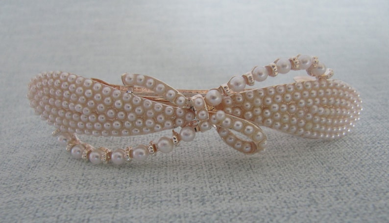 Rose Gold Seed Pearl Rose Gold Barrette Wedding Jewelry Bridal Hair Headpiece Hair Accessory Hair Clip