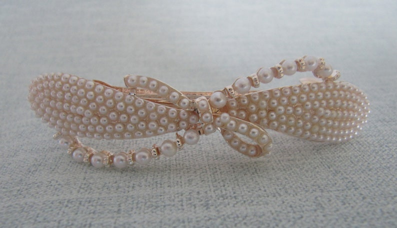 Rose Gold Seed Pearl Rose Gold Barrette Wedding Jewelry Bridal Hair Headpiece Hair Accessory Hair Clip