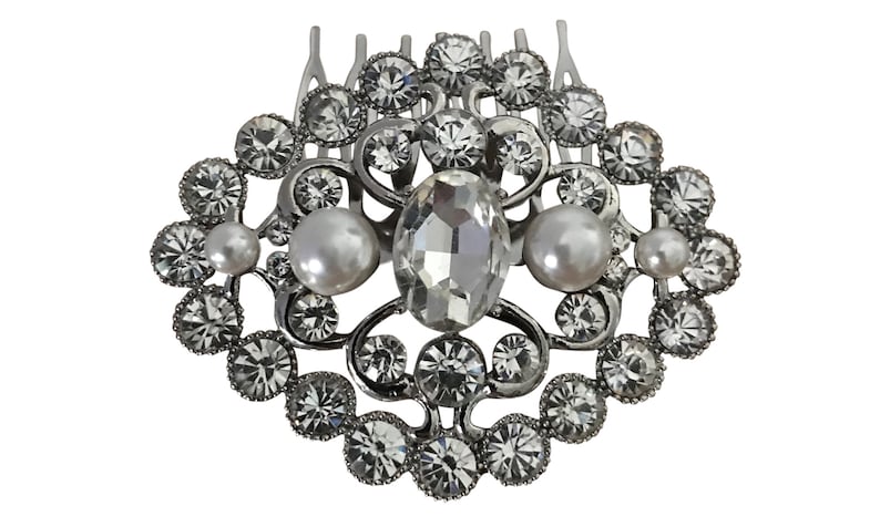Silver Plated Clear Crystal and Pearl Wedding Hair Comb Bridal Hair Comb Headpiece Hair Accessory Bridal Jewelry Barn Wedding Whimsical