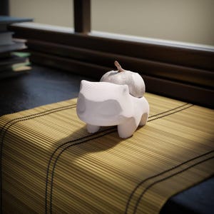 Soporte para ajos Bulbasaur (archivo STL) / Maceta Pokémon imprimible en 3D / Descarga digital instantánea / Almacenamiento de ajos para plantas suculentas y aéreas