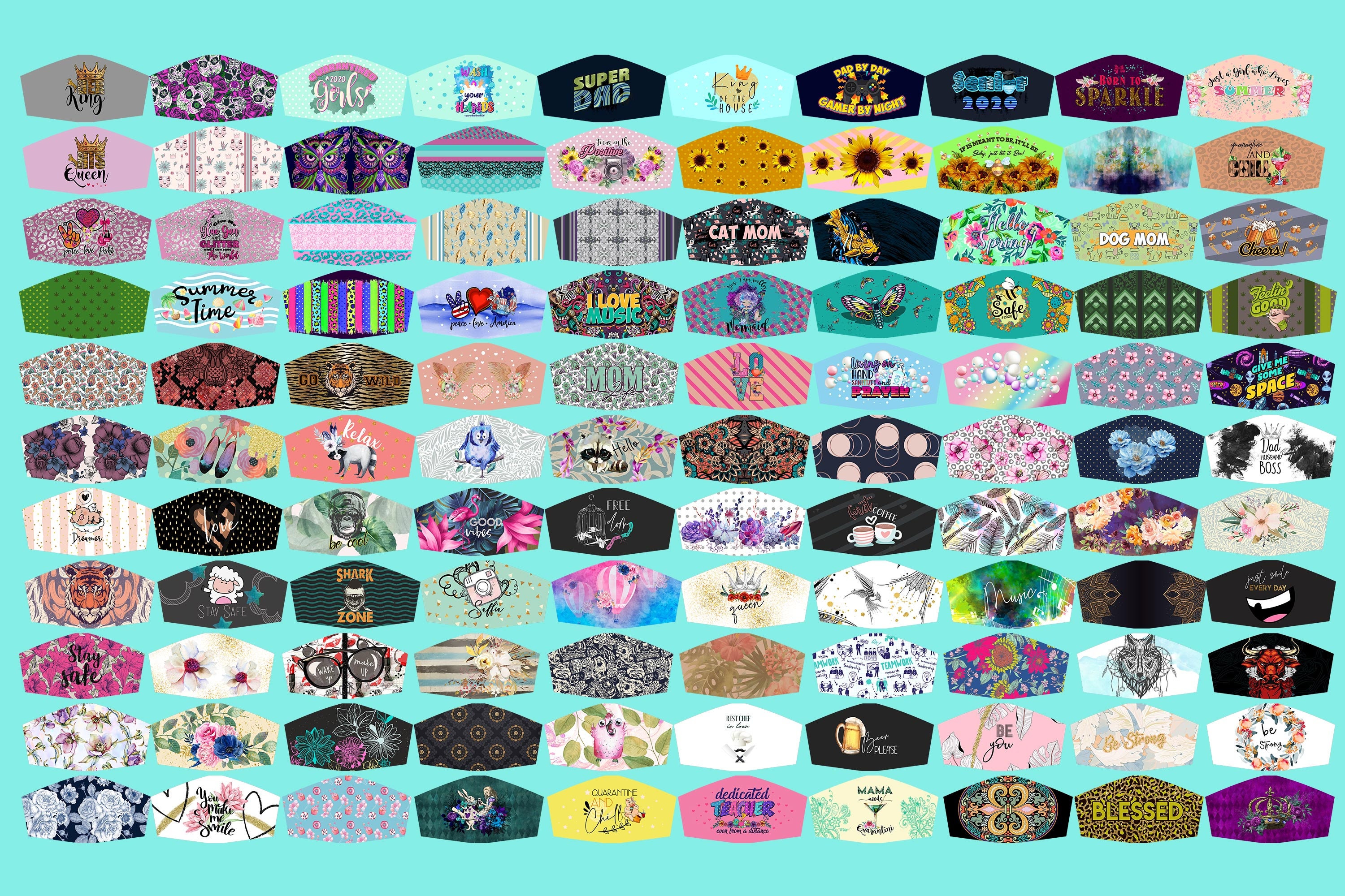 Face Mask Designs HUGE BUNDLE Facemask Sublimation Design Etsy