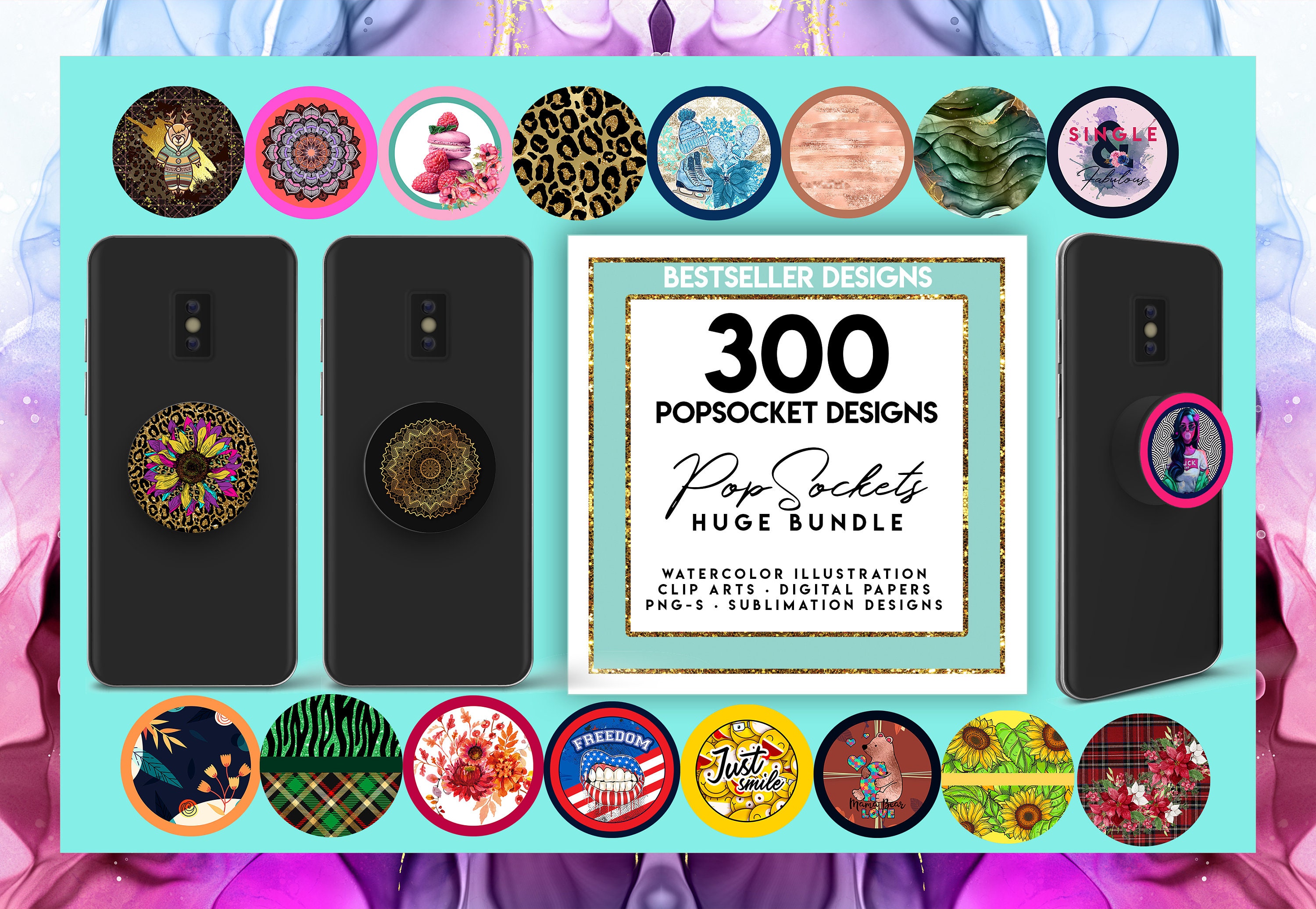 kit mælk Svømmepøl Buy Popsocket Designs 300 Phone Grip Designs Pop-socket Designs Online in  India - Etsy