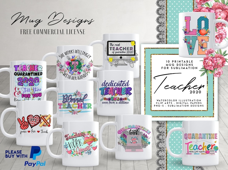 10 TEACHER Mug Template Designs for Sublimation Printing Etsy