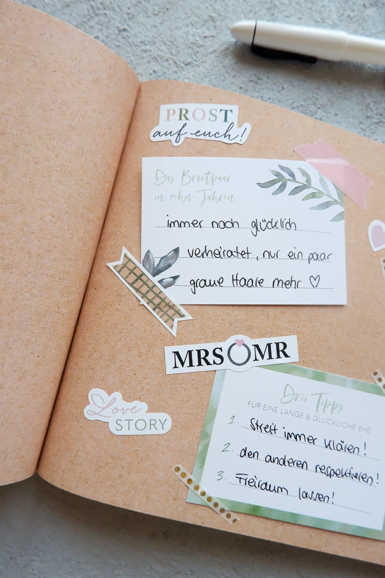 Aufkleber-Set für Hochzeit-Gästebuch // Sticker Hochzeit, kreatives Gästebuch selbst gestalten, Greenery Bild 5