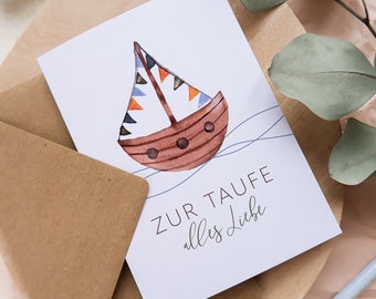 Karte Glückwünsche zur Taufe / hochwertige Klappkarte zur Taufe, Gratulation zur Taufe, moderne Taufkarte, Baby Taufe, Geschenkidee Taufe