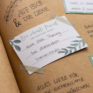 Kreatives DIY Gästebuch / Greenery Hochzeit, Gästebuch, Fragekarten zum Ausfüllen, Watercolor Blumen, Bild 9