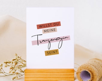 Trauzeugin - Postkarte A6 / Willst du meine Trauzeugin sein, Geschenk, Frage Trauzeugin, moderne Karte