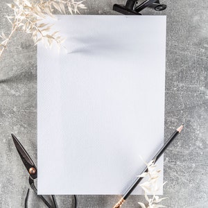 Strukturiertes Naturpapier Weiß 5er Set, A4 hochwertiges Papier Einladungen, dickes Papier 250g, Hochzeit Karten drucken, Bastelpapier Bild 2