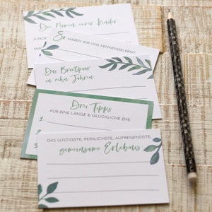 Kreatives DIY Gästebuch / Greenery Hochzeit, Gästebuch, Fragekarten zum Ausfüllen, Watercolor Blumen, Bild 7