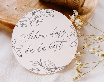 Untersetzer Getränke Hochzeit // runde Getränkeuntersetzer im Set, "ich bin tanzen", Untersetzer für Glas, Gastgeschenk Hochzeit