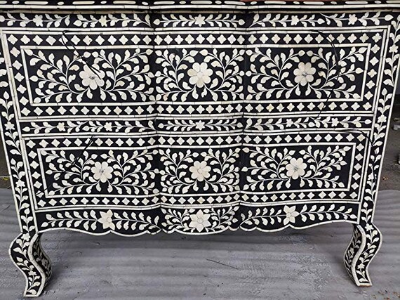 Nbarts French Style Front Wave Bone Inlay Chest Of Drawers In Etsy