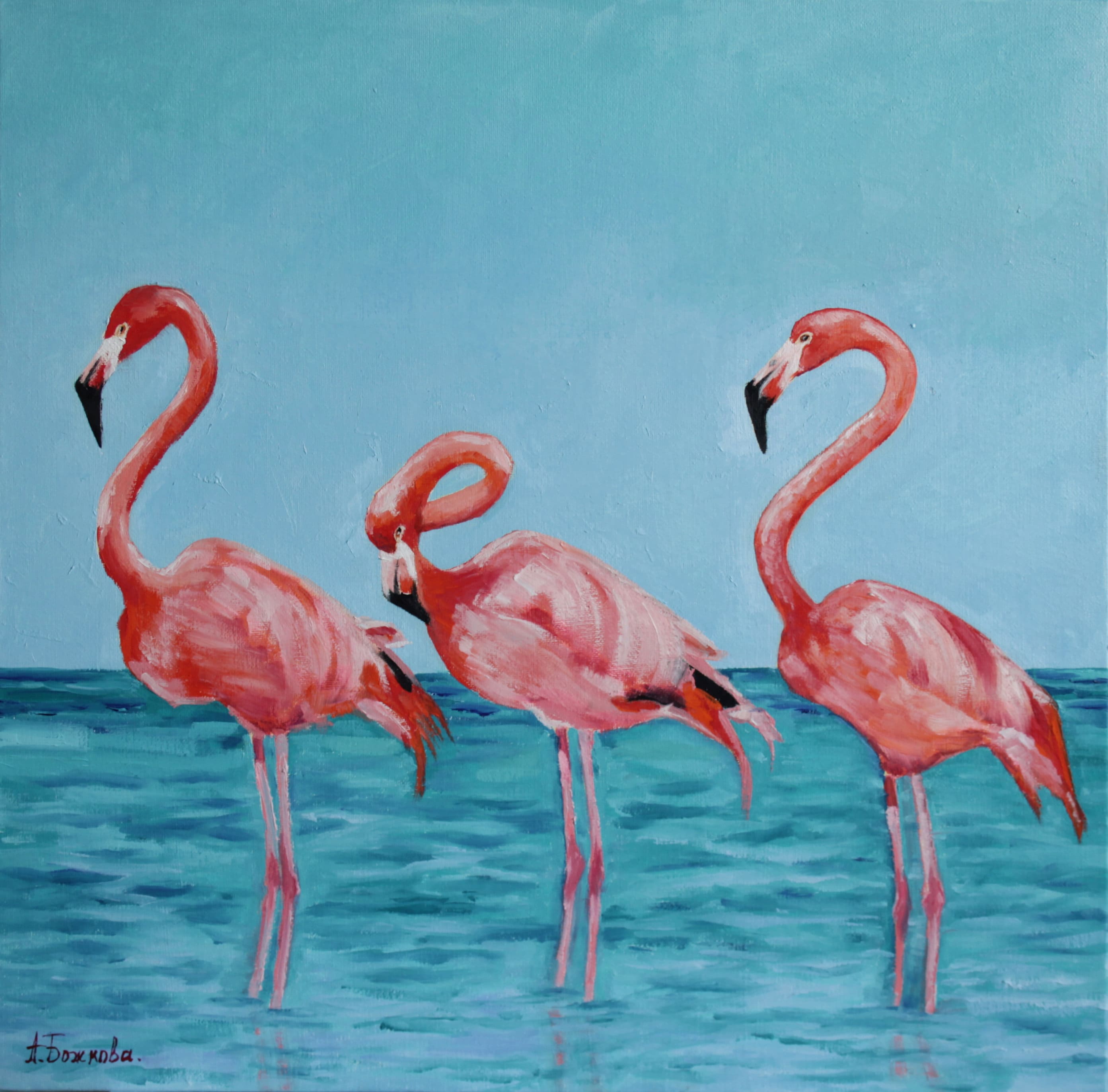 Flamingo Painting Original Art Pink Flamingo Wall Art 17.7 X Etsy UK
