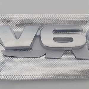 3D Quality V6 Metal Lettering Car Styling Rear Emblem Badge Logo - Silver