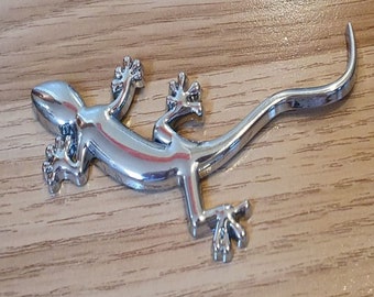 Qualité 3D Métal Lézard Gecko Autocollant de voiture drôle Badge chromé - ARGENT
