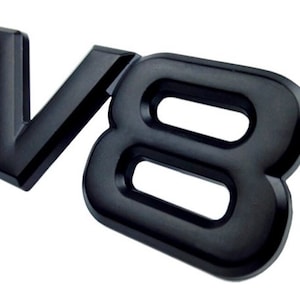 3D Quality V8 Metal Lettering Car Styling Rear Emblem Badge Logo - Black