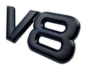 3D Quality V8 Metal Lettering Car Styling Rear Emblem Badge Logo - Black