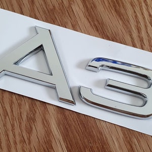 3D-Qualität A3 ABS Chrom Schriftzug Car Styling hinten Emblem Abzeichen Logo - Silber