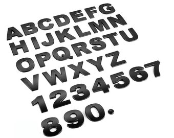 3D Quality Metal Chrome Self Adhesive Letters & Numbers Signs Badge - Matt BLACK