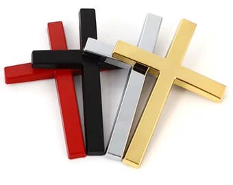 3D FULL Metal Sticker Christian Cross Body Emblem Badge Decal Car Accessories.